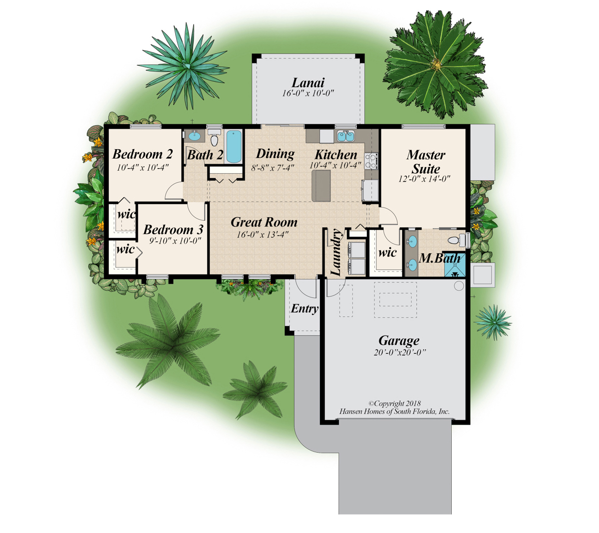 The Bayshore Home Plan, 4 Bedroom, 2 Bath, 2 Car Garage, 1,144 Sq. Ft