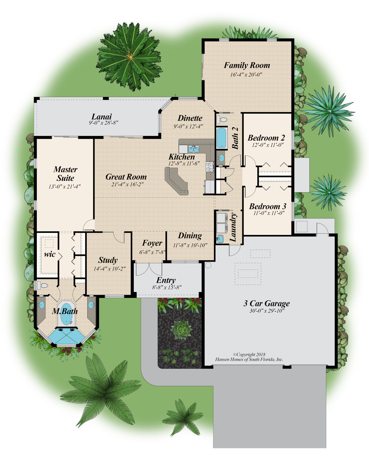 The Slater Grand Bath Family Room 3 Car Garage Home Plan Floor Plans